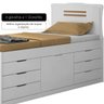 Cama Cômoda Solteiro Florença com 7 Gavetas - Branco Fosco - 4