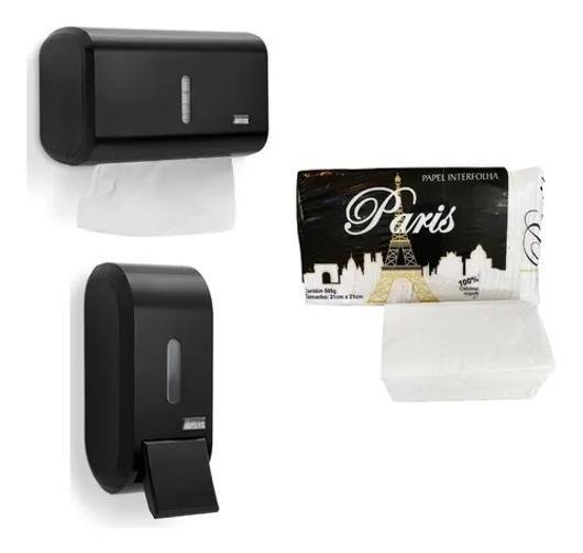 Kit Saboneteira + Papeleira para Papel Toalha + 1000 Folhas - 1