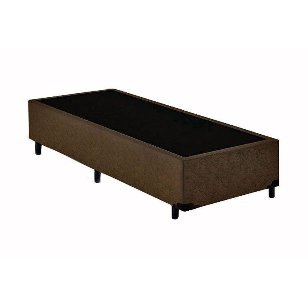 Base Box Solteiro Suede Marrom - 42x88x188:marrom