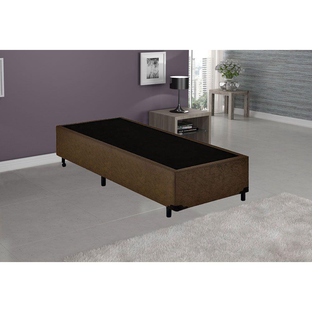 Base Box Solteiro Suede Marrom - 42x88x188:marrom - 3