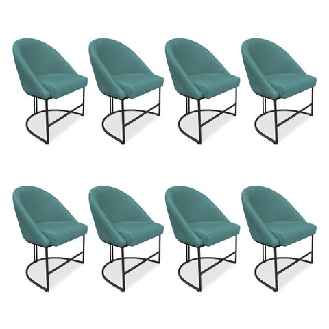 Kit 08 Cadeiras Poltrona de Jantar Bela Suede Base Metálica Industrial Preto - Pallazio