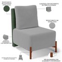 Ver mais imagens de Poltrona Decorativa Sala Estar Living Pés Madeira Hungria L02 Couríssimo Verde Suede Cinza - Lyam
