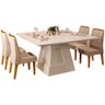 Conjunto Mesa de Jantar Moema Off White com Vidro 136x136cm com 4 Cadeiras Curvata DJ Móveis - 2