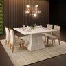 Conjunto Mesa de Jantar Moema Off White com Vidro 136x136cm com 4 Cadeiras Curvata DJ Móveis - 1