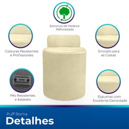 Puff Banqueta Alto Confortável Reforçado Minimalista Roma Suede - 3