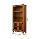 Ver imagem 4 de Estante de Livros Vintage Decorativo Sala/Escritório Madeira Maciça 2 Portas de Vidro Madri Freijó