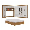 Ver imagem 3 de Guarda-roupa Casal Modulado com Cama Amazzonite 11 Portas 6 Gavetas com Espelho Cinamomo/off White -