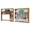 Ver imagem 2 de Guarda-roupa Casal Modulado com Cama Amazzonite 11 Portas 6 Gavetas com Espelho Cinamomo/off White -