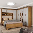 Ver imagem 1 de Guarda-roupa Casal Modulado com Cama Amazzonite 11 Portas 6 Gavetas com Espelho Cinamomo/off White -