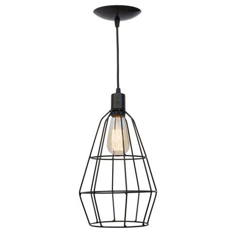 Kit 3 Pendente Aramado Poptem Veneza Cone preto luminária metal lustre 32 cm sala