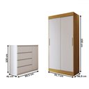 Ver imagem 4 de Guarda-roupa Solteiro Lupin 2 Portas 2 Gavetas e Cômoda 4 Gavetas Marrocos/off White/branco - Panora