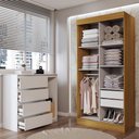 Ver imagem 2 de Guarda-roupa Solteiro Lupin 2 Portas 2 Gavetas e Cômoda 4 Gavetas Marrocos/off White/branco - Panora