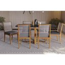Ver imagem 1 de Mesa Cozinha Elma Premium Madeira Maciça C/ Tampo Madeirado C/ Vidro 170x90cm e 6 Cadeiras Lara
