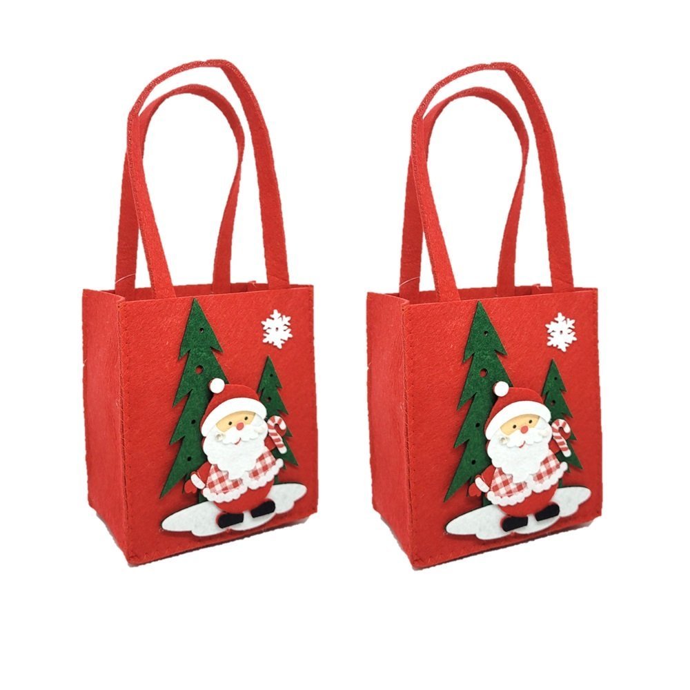 Kit 2 Sacolas Decorativas Feltro Natal Papai Noel 30cm - Master Christmas - 1