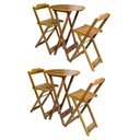 Ver imagem 1 de Kit 2 Jogos De Mesa Bistrô Dobrável Em Madeira Maciça Com 2 Banquetas Altas - Mel - Marrom