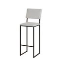 Ver imagem 2 de Banqueta com Encosto Industrial e Moderna Nina Preto e Corino Branco