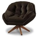 Ver imagem 1 de Poltrona Decorativa Estofada Base Giratória Califórnia Cor:marrom