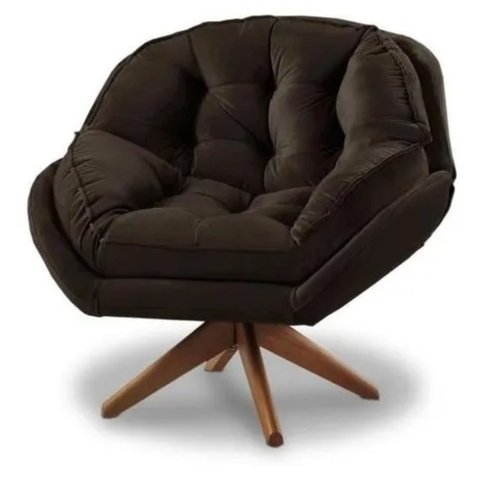 Poltrona Decorativa Estofada Base Giratória Califórnia Cor:marrom
