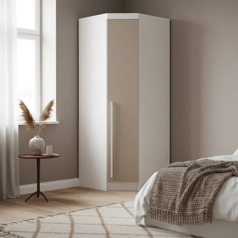 Guarda Roupa de Canto Oblíquo Modulado 1 Porta Branco e Duna Infinity