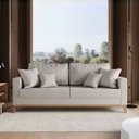 Ver imagem 4 de Sofá 3 Lugares Beny Base em Madeira Maciça Recepção Linho Cru Kimi Design