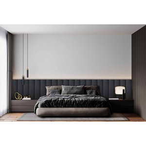 Kit 10 Placas Cabeceira Estofada para Cama King - Módulo 20 Cm X 60 Cm:preto