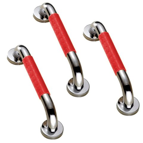Barra De Apoio 40cm Inox Antiderrapante Kit 3 uni Acessibilidade Idoso Gestante Banheiro Box Escada 