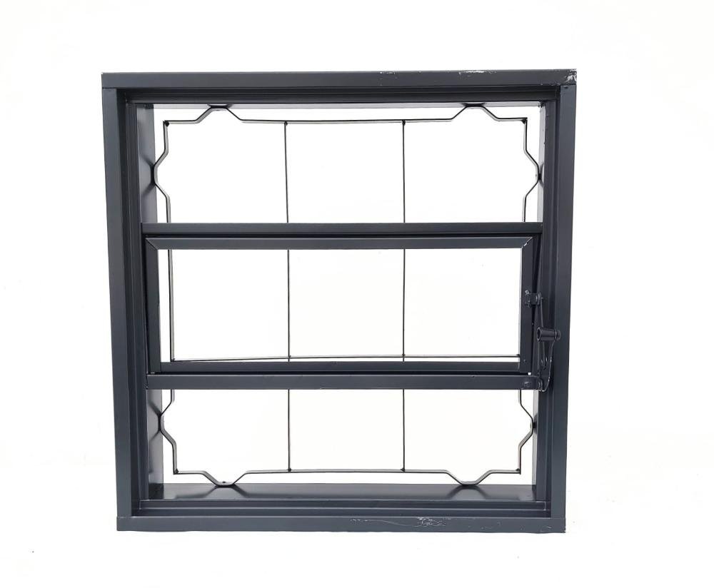 Janela Vitro Basculante 0,60x0,60cm S/Vidro Grade Quadrada | MadeiraMadeira