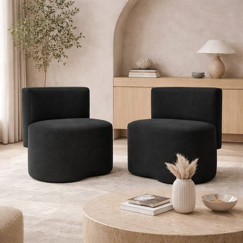 Kit 2 Puff Orgânico Feijão Curvo Redondo Com Encosto Sala Quarto Confortável Resistente Suede:Suede 