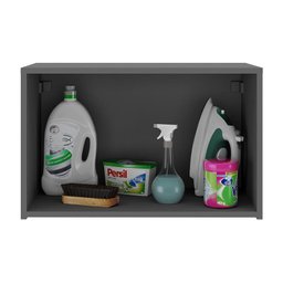 Armário de Lavanderia Aéreo Multiuso 2 Portas Multimóveis Mp5040 Grafite - 4 Armário de Lavanderia Aéreo Multiuso 2 Portas Multimóveis Mp5040 Grafite - 4