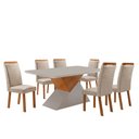 Ver imagem 1 de Mesa de Jantar Aster 180cm Tampo MDF Vidro Canto Copo com 6 Cadeiras Aline