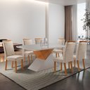 Ver imagem 2 de Mesa de Jantar Aster 180cm Tampo MDF Vidro Canto Copo com 6 Cadeiras Aline