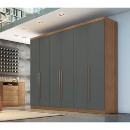 Guarda Roupa Casal 100% Mdf 6 Portas 8 Gavetas - Trento-cumaru/grafite - Móveis Novo Horizonte - 2 Guarda Roupa Casal 100% Mdf 6 Portas 8 Gavetas - Trento-cumaru/grafite - Móveis Novo Horizonte - 2