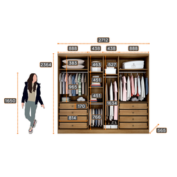 Guarda Roupa Casal 100% Mdf 6 Portas 8 Gavetas - Trento-cumaru/grafite - Móveis Novo Horizonte - 5 Guarda Roupa Casal 100% Mdf 6 Portas 8 Gavetas - Trento-cumaru/grafite - Móveis Novo Horizonte - 5