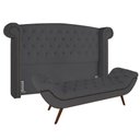 Ver imagem 1 de Cabeceira Cama Box Casal Queen 160cm Provença com Calçadeira Vêneto P02 Veludo Chumbo -
