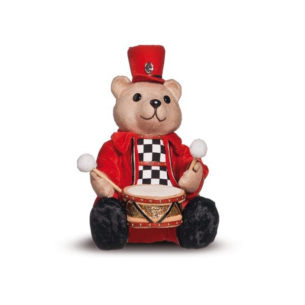 Urso Xadrez Tocando Tambor Vermelho Decorativo Natal 23cm - Toque de Classe  - Decoração de Natal para Casa - Magazine Luiza