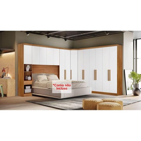 Quarto Modulado Rizon 5 Peças (1 Armário Ponte + 1 Closet + 2 Guarda Roupas + 1 Complemento) QC201