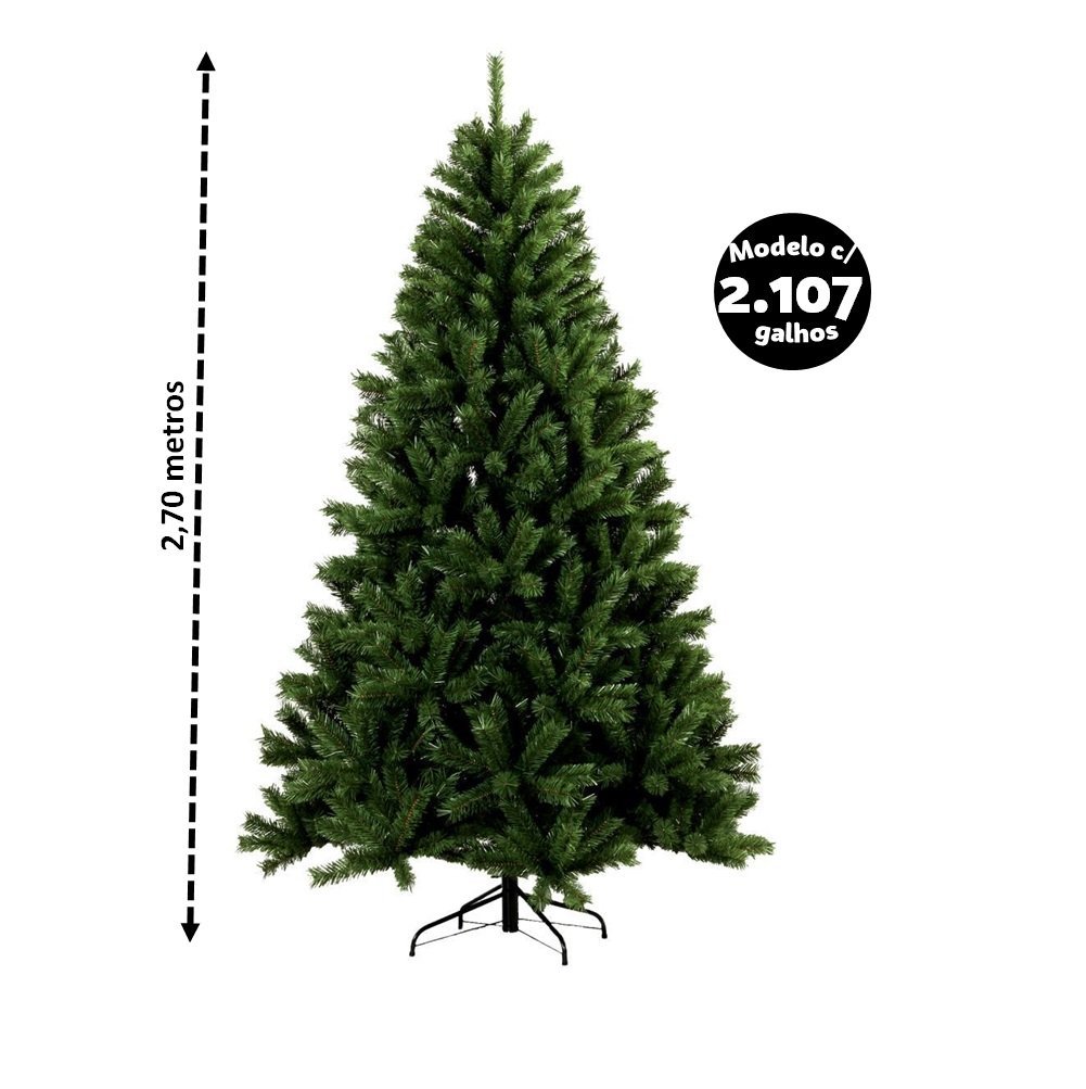 Árvore de Natal Pinheiro Luxo Gigante Premium 2170 Galhos 2,70m - Master Christmas - 2