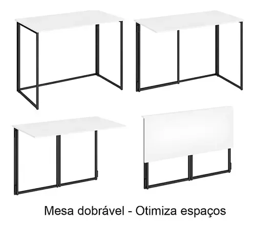 Mesa Escritorio Branca Madeira Retangular Estilo Moderno - 3