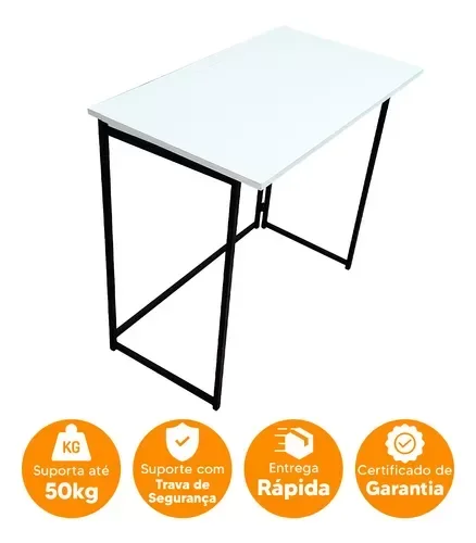 Mesa Escritorio Branca Madeira Retangular Estilo Moderno - 4