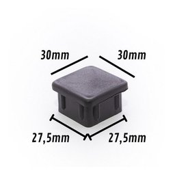100 Tampa Ponteira Interna Embutir Metalon 30x30 Preta:Preto - 2