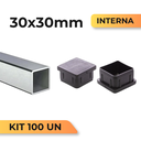 Ver imagem 2 de 100 Tampa Ponteira Interna Embutir Metalon 30x30 Preta:Preto