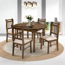Ver imagem 1 de Conjunto Sala de Jantar Redonda Maciça 4 Cadeiras Castanho