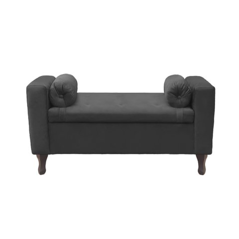 Recamier Baú Félix 120cm Suede Grafite - Dominic Decor Felix