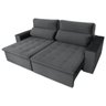 Sofá 4 Lugares Focus com Pillow 2.50M Retrátil e Reclinável Veludo - Grafite - 3