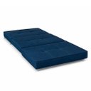 Ver imagem 2 de Puff Cama Solteiro Dobrável com Rodízios Tecido Suede Azul - Zari Decor