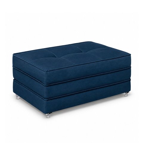 Puff Cama Solteiro Dobrável com Rodízios Tecido Suede Azul - Zari Decor