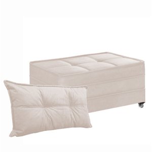 Puff Cama Solteiro Dobrável com Almofada - Suede Nude