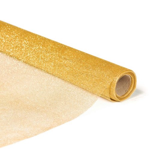 Tela Natalina Decorativa Tecido com Glitter Dourado 45x450 | MadeiraMadeira