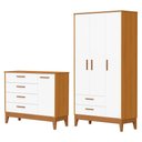 Ver imagem 1 de Jogo de Quarto Infantil Flip Guarda Roupa 3 Portas e Cômoda 1 Porta Branco Fosco/savana - Reller M