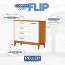 Ver imagem 5 de Jogo de Quarto Infantil Flip Guarda Roupa 3 Portas e Cômoda 1 Porta Branco Fosco/savana - Reller M